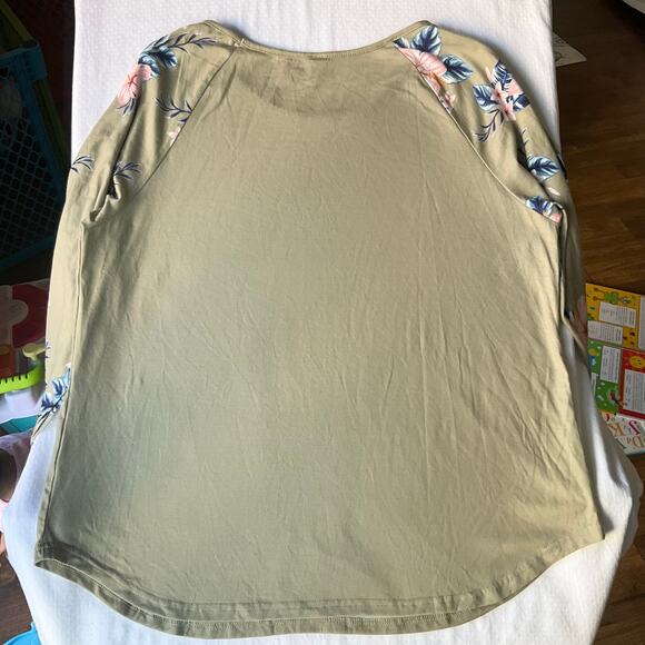 SHEIN Women’s 3/4 Sleeve Screw -neck Stretchy Blouse size XL, Floral Green - Picture 6 of 6